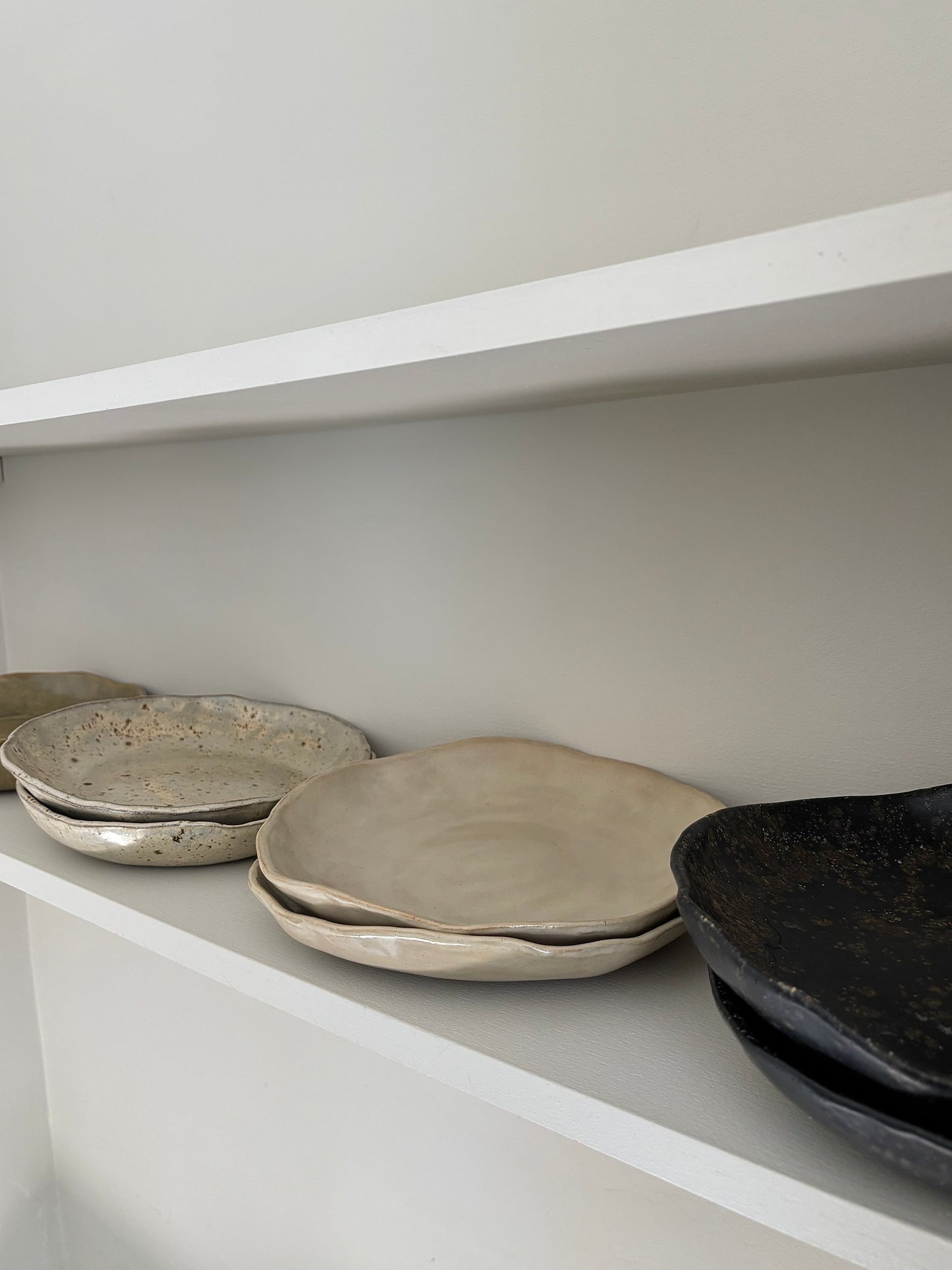asymmetrical pasta bowl in beige glaze