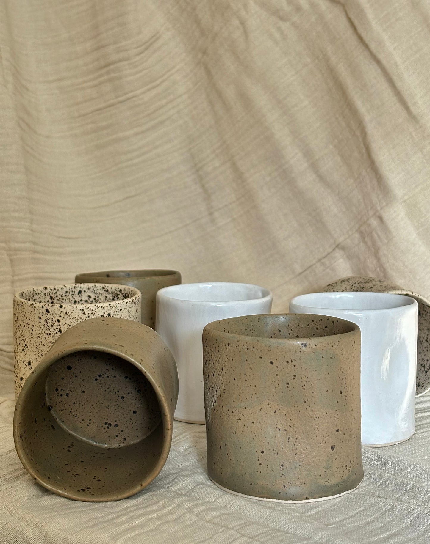 Ceramic snug mug in speckled sage glaze