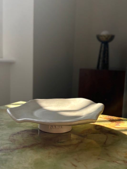 decorative stand in off white glaze