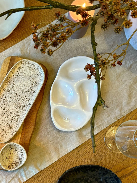 Ceramic snack plate in white gloss