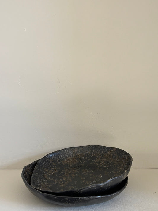 Asymmetrical pasta bowl in Matt black glaze